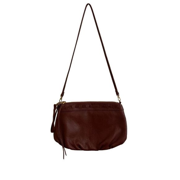 HOBO Birch Port Velvet Hide Crossbody Bag Pebbled Leather Burgundy - Picture 1 of 8